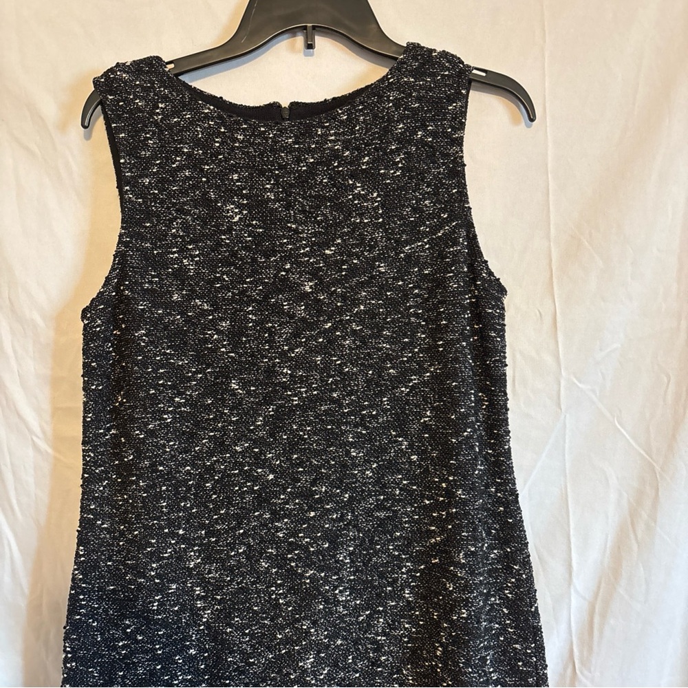 Elegant Black and White Tweed Midi Dress